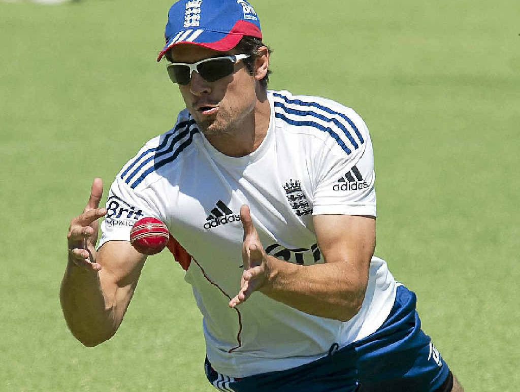 England captain Alastair Cook drops a catch during a team training session in Perth. Cook will miss tomorrow’s one-day clash against Australia. England captain Alastair Cook drops a catch during a team training session in Perth. Cook will miss tomorrow’s one-day clash against Australia.